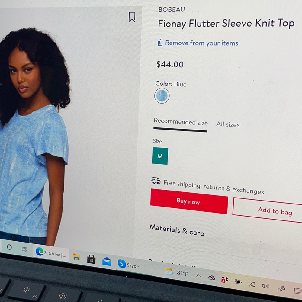 Bobeau flutter sleeve knit top from stitch fix